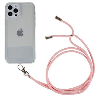 Voor iPhone 14 Pro 6.1 inch Anti-drop Mobiele Telefoon Case Transparante Flexibele TPU Shell Protector met Lange Lanyard: