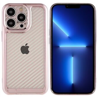 Voor iPhone 14 Pro 6.1 inch Galvaniseren Zachte Flexibele Achterkant TPU Koolstofvezel Textuur Telefoon Shell: