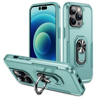 Defender Series voor iPhone 14 Pro 6,1 inch Ring Kickstand Design PC + TPU Phone Case Anti-drop Back Cover