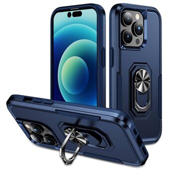 Defender Series voor iPhone 14 Pro 6,1 inch Ring Kickstand Design PC + TPU Phone Case Anti-drop Back Cover