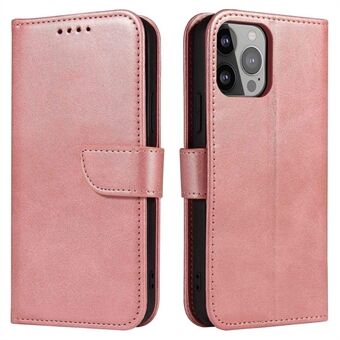 Voor iPhone 14 Pro 6.1 inch Drop-proof Kalf Textuur Telefoon Cover PU Leer Anti-shock Telefoon Flip Wallet Stand Case met Magnetische Gesp