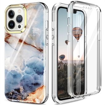 Voor iPhone 14 Pro 6,1 inch Afneembare Vier Hoeken Anti-val Case IMD Patroon 3-in-1 Schokbestendige PC + TPU Shell met Ingebouwde PET Screen Film