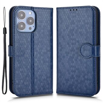 Voor iPhone 14 Pro 6.1 inch Magnetische Sluiting Dot Patroon Bedrukt Telefoon Cover Lederen Stand Portemonnee Boek Stijl Case: