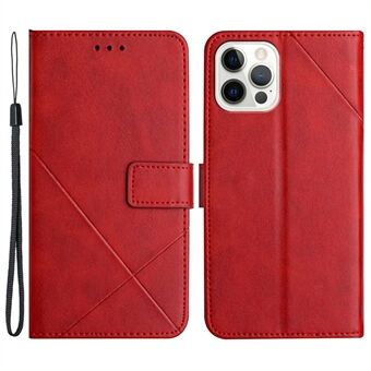 Leren hoesje met effen kleurlijn voor iPhone 14 Pro 6,1 inch, portemonnee opvouwbare Stand Beschermende telefoonhoes