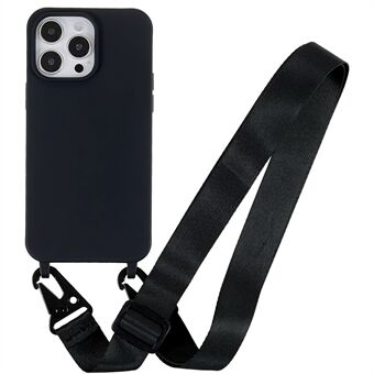 Voor iPhone 14 Pro 6.1 inch Anti-kras Mat Oppervlak TPU Telefoonhoes Anti-val Beschermende Hoes + Brede Strap