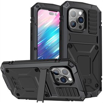 R-JUST Anti- Scratch Achterkant voor iPhone 14 Pro 6,1 inch Schokbestendige hybride telefoonhoes Standaard met schermbeschermer