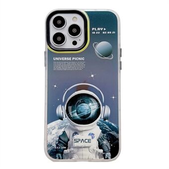 Laser telefoonhoes voor iPhone 14 Pro 6,1 inch, Scratch Astronaut Spaceman-patroon Harde pc-achterkant