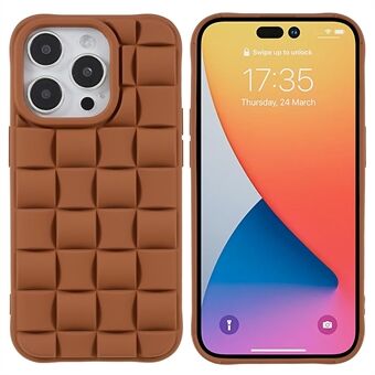 Voor iPhone 14 Pro 6.1 inch Soft TPU Case 3D Raster Getextureerde Drop-proof Rubberen Robuuste Telefoon Achterkant