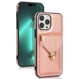 Mobiele Telefoon Cover voor iPhone 14 Pro 6.1 inch, PU Leer + TPU Cash Coin Kaarthouder Kickstand Telefoon Case met Schouderriem