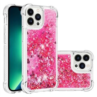 Anti-collision Phone Case voor iPhone 14 Pro 6.1 inch, anti- Scratch Vloeibare Drijvende Glitter Pailletten Decoratie Telefoon Achterkant