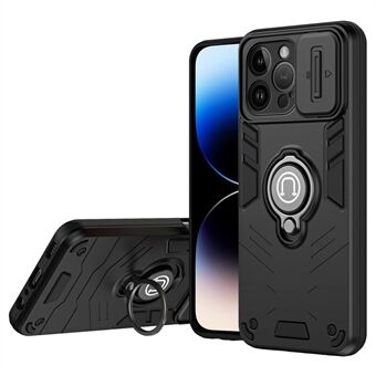 Voor iPhone 14 Pro hoesje Camerabescherming PC+TPU Telefoonhoesje met Ringhouder