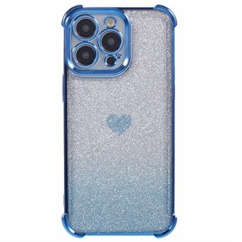 Voor iPhone 14 Pro Hartjespatroon Valbescherming Hoesje TPU Glitter Poeder Telefoonhoes.