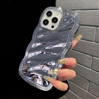 Voor iPhone 14 Pro hoesje Afneembaar 2-in-1 golf textuur electroplating PC+TPU telefoonhoesje