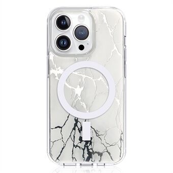 JAUCASE Voor iPhone 14 Pro Epoxy Barstpatroon Hoes Spiegeloppervlak PC+TPU Telefoonhoes Compatibel met MagSafe