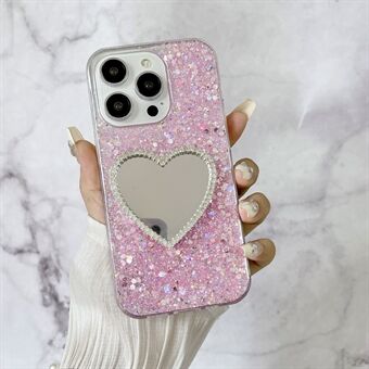 Voor iPhone 14 Pro-hoes Spiegelontwerp TPU Glitter Bling Epoxy Telefoonhoesje