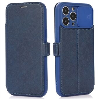 Voor iPhone 14 Pro Slide Camera Protection Folio Flip Phone Case PU Leather Stand Card Holder Cover