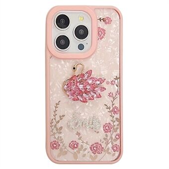 Voor iPhone 14 Pro Hoesje Esthetisch 3D-Patroon TPU+Acryl Telefoonhoes Met Glitterpapier