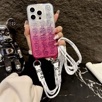 Voor iPhone 14 Pro Hoesje Epoxy Zachte TPU Telefoonhoes Gradiënt Kleur met Afneembare Lanyard