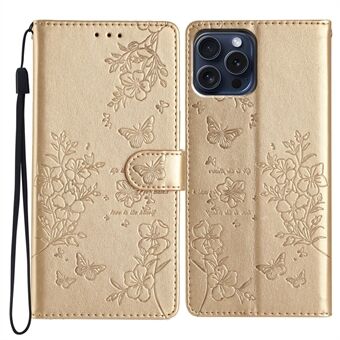 Voor iPhone 14 Pro Hoesje Vlinder Bloemenprint Leren Portemonnee Telefoonhoes met Standaard