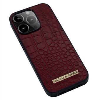 VIETAO Voor iPhone 14 Pro PU Leer + PC + TPU Schokbestendige Telefoon Cover Zakelijke Stijl Krokodil Textuur Telefoon Shell