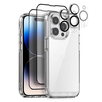 NORTHJO 5 in 1 Voor iPhone 14 Pro Duidelijk Hoesje PC+TPU Telefoonhoes Set met 2 Screen Protectors, 2 Camera Lens Beschermers