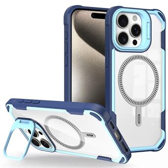 Voor iPhone 14 Pro Hoes PC+TPU+Acrylic Achterkant met Lens Standaard Compatibel met MagSafe