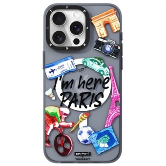 YOUNGKIT Ik Ben Hier Parijs Serie Voor iPhone 14 Pro Magnetische Hoes Schattig Patroon Schokbestendige PC+TPU Telefoonhoes