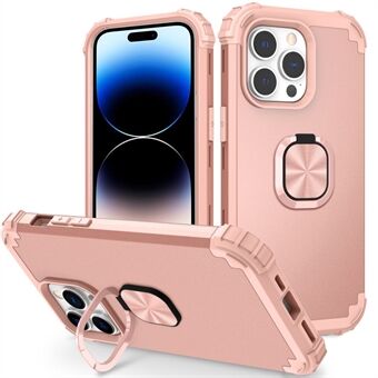 Voor iPhone 14 Pro L-stijl schokbestendig telefoonhoesje standaard met Ring beschermende telefoon achterkant