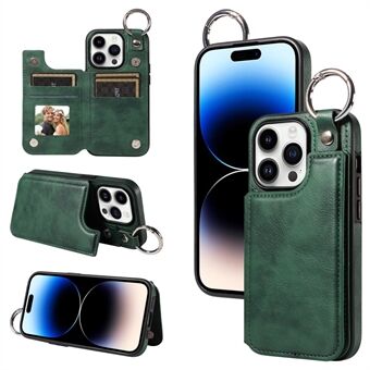 003 Voor iPhone 14 Pro Hoesje Kickstand PU Lederen Bekleed TPU Telefoonhoes met Ringgesp