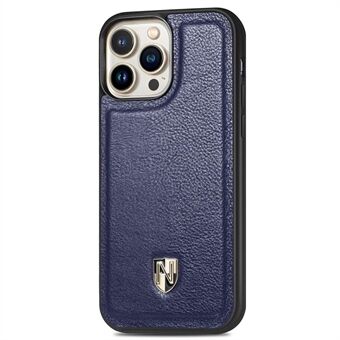 CASENEO schokbestendige hoes voor iPhone 14 Pro telefoonhoes echt leer + pc-antivalbeschermhoes