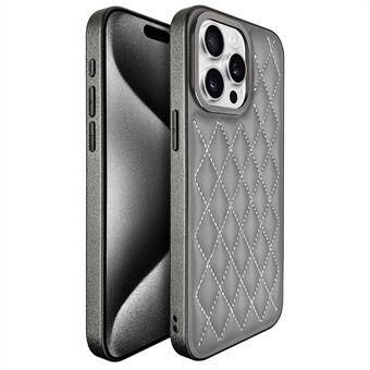 KST DESIGN Voor iPhone 14 Pro Hoes Lederen Coating PC+TPU Telefoonhoes Stiksel Ruit, Mat Interieur