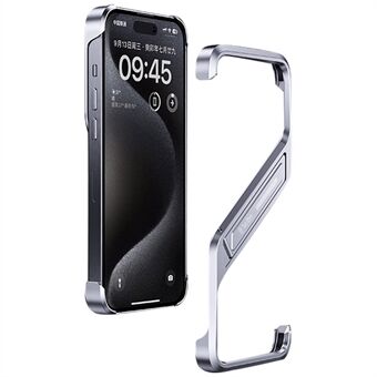 Voor iPhone 14 Pro Frameless Bumper Case S-vormige Kickstand Aluminium Alloy Cover