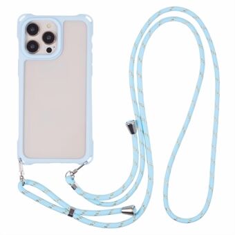 Voor iPhone 14 Pro Hoes PC+TPU Schokbestendige Telefoon Achterkant Cover met Verstelbare Strap