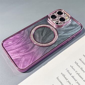 Voor iPhone 14 Pro Magnetische Hoes Veren Textuur Bling Glanzende TPU + PC Telefoonhoesje