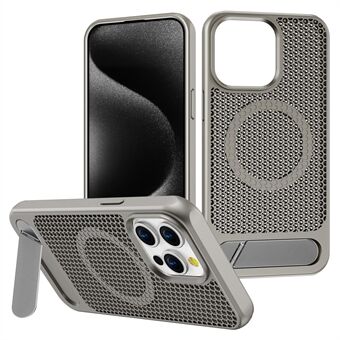 Voor iPhone 14 Pro Case Hollow Heat Dissipation Back Cover Kickstand Compatibel met MagSafe