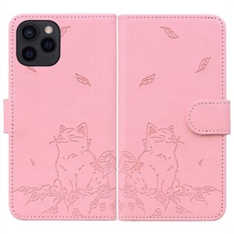 Voor iPhone 14 Pro Hoesje Portemonnee Met Kattenpatroon Ingeprent Leren Telefoonhoesje