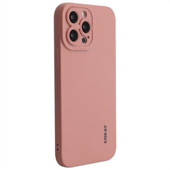 ENKAY HOED Prince Voor iPhone 14 Pro Vloeibare Siliconen Flexibele Anti-drop Case Effen Kleur Camera Lens Precieze uitsparing Telefoon Cover