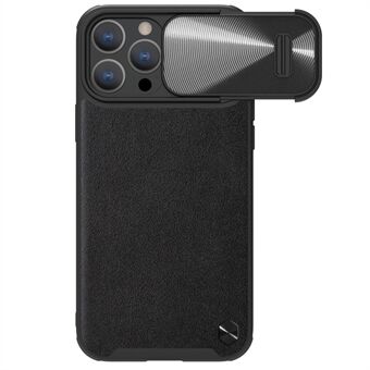 NILLKIN Voor iPhone 14 Pro PU-leer gecoate pc + TPU-hoes Slide Camerabescherming Anti- Scratch telefoonhoes