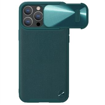 NILLKIN Voor iPhone 14 Pro PU-leer gecoate pc + TPU-hoes Slide Camerabescherming Anti- Scratch telefoonhoes