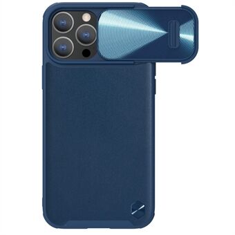 NILLKIN Voor iPhone 14 Pro PU-leer gecoate pc + TPU-hoes Slide Camerabescherming Anti- Scratch telefoonhoes