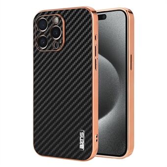 AZNS Voor iPhone 14 Pro Hoes Electroplating Carbon Fiber Textuur PU+TPU Telefoonhoesje