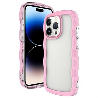 Voor iPhone 14 Pro Color Frame Transparent Back Cover PC + TPU Wave Edge Design Phone Drop-proof Case