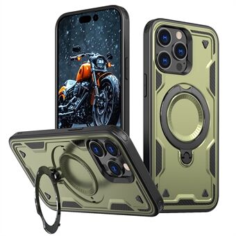 Voor iPhone 14 Pro Hoesje Compatibel met MagSafe Militaire Bescherming PC+TPU Kickstand Telefoonhoesje