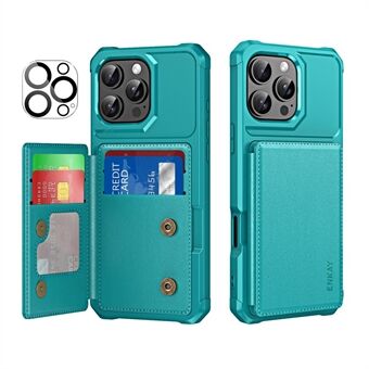 Voor iPhone 14 Pro ENKAY Hat-Prince Portemonnee Kaartsleuf Standaard PU Leren +TPU Achterkant Telefoonhoesje met Cameralens Film