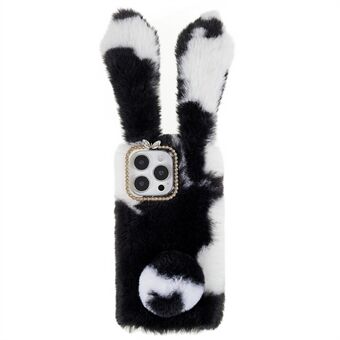 Voor iPhone 14 Pro Schokbestendig Handgemaakte Fluffy Furry Bunny TPU Shell Leuke Konijn Beschermhoes