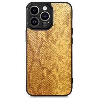 Voor iPhone 14 Pro Precise Cutout Slim Phone Case Snake Texture PU Leather Coated TPU Back Cover