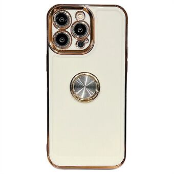 Voor iPhone 14 Pro Soft TPU schokbestendig anti-val telefoonhoesje vingerringstandaard Ring galvaniserende hoes