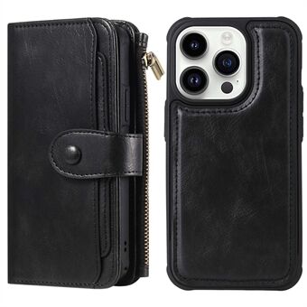 KT Multi-functioneel Series-3 Voor iPhone 14 Pro Multifunctioneel telefoonhoesje Portemonnee Ritsvak Retro PU-leer Afneembaar TPU binnenste telefoonhoesje Magnetisch telefoonhoesje