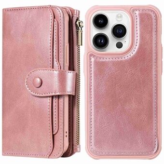 KT Multi-functioneel Series-3 Voor iPhone 14 Pro Multifunctioneel telefoonhoesje Portemonnee Ritsvak Retro PU-leer Afneembaar TPU binnenste telefoonhoesje Magnetisch telefoonhoesje