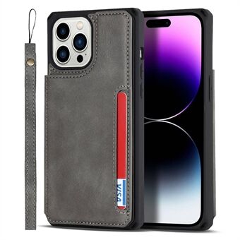 Anti-stof PU-leer gecoat TPU-telefoonhoesje voor iPhone 14 Pro, magnetische drukknoop Portemonnee Telefoonhoes Kickstand Telefoon Shell